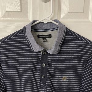 Banana Republic Navy Blue Striped Polo - Small